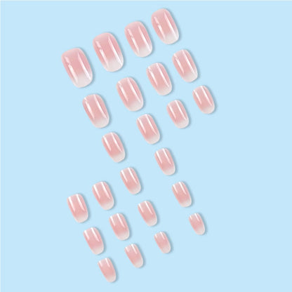 24Pcs Acrylic Almond Press on Nails Short round Fake Nails White Ombre False Nails with Almond Shape Press on Nails Designs Nails Press on Artificial Nails Stick on Nails for Women Girls