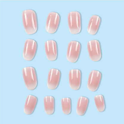 24Pcs Acrylic Almond Press on Nails Short round Fake Nails White Ombre False Nails with Almond Shape Press on Nails Designs Nails Press on Artificial Nails Stick on Nails for Women Girls